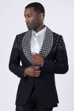 Barabas Wholesale Men's Floral Pattern Rhinestone Shawl Lapel Blazer 4EBL46 Silver