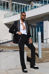 Barabas Wholesale Men's Floral Pattern Rhinestone Shawl Lapel Blazer 4EBL46 Silver