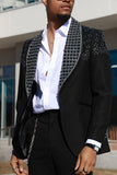 Barabas Wholesale Men's Floral Pattern Rhinestone Shawl Lapel Blazer 4EBL46 Silver