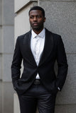 Barabas Wholesale Men's Rhinestone Studded Geometric Shawl Lapel Blazer 4EBL47 Black