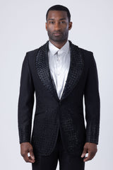 Barabas Wholesale Men's Rhinestone Studded Geometric Shawl Lapel Blazer 4EBL47 Black