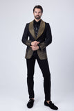 Barabas Wholesale Men's Rhinestone Studded Geometric Shawl Lapel Blazer 4EBL47 Black Gold