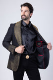 Barabas Wholesale Men's Rhinestone Studded Geometric Shawl Lapel Blazer 4EBL47 Gold