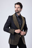 Barabas Wholesale Men's Rhinestone Studded Geometric Shawl Lapel Blazer 4EBL47 Black Rust