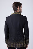 Barabas Wholesale Men's Rhinestone Studded Geometric Shawl Lapel Blazer 4EBL47 Gold