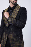 Barabas Wholesale Men's Rhinestone Studded Geometric Shawl Lapel Blazer 4EBL47 Gold