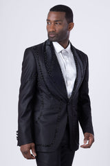 Barabas Wholesale Men's Geometric Beads Shawl Lapel Blazer 4EBL48 Black Black