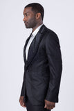 Barabas Wholesale Men's Geometric Beads Shawl Lapel Blazer 4EBL48 Charcoal