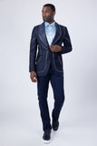 Barabas Wholesale Men's Geometric Beads Shawl Lapel Blazer 4EBL48 Navy