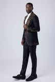 Barabas Wholesale Men's Rhinestone Crystals Geometric Shawl Lapel Blazer 4EBL51 Black Gold