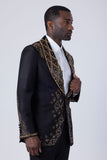Barabas Wholesale Men's Rhinestone Crystals Geometric Shawl Lapel Blazer 4EBL51 Brown