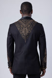 Barabas Wholesale Men's Rhinestone Crystals Geometric Shawl Lapel Blazer 4EBL51 Bronze