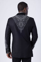 Barabas Wholesale Men's Rhinestone Crystals Geometric Shawl Lapel Blazer 4EBL51 Silver Black