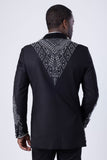 Barabas Wholesale Men's Rhinestone Crystals Geometric Shawl Lapel Blazer 4EBL51 Silver Black