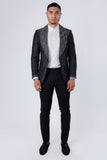 Barabas Wholesale Men's Rhinestone Crystals Geometric Shawl Lapel Blazer 4EBL51 Black Charcoal
