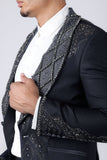 Barabas Wholesale Men's Rhinestone Crystals Geometric Shawl Lapel Blazer 4EBL51 Grey Black