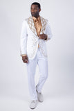 Barabas Wholesale Men's Rhinestone Crystals Geometric Shawl Lapel Blazer 4EBL51 White Gold