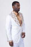 Barabas Wholesale Men's Rhinestone Crystals Geometric Shawl Lapel Blazer 4EBL51 Gold White