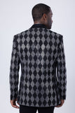 Barabas Wholesale Men's Checkered Pattern Rhinestones Luxury Blazer 4EBL52 Silver