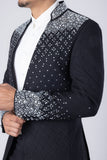 Barabas Wholesale Men's Geometric Pattern Rhinestone Henley Lapel Blazer 4EBL53 Black