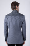 Barabas Wholesale Men's Geometric Pattern Rhinestone Henley Lapel Blazer 4EBL53 Black