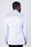 Barabas Wholesale Men's Geometric Pattern Rhinestone Henley Lapel Blazer 4EBL53 Off-white