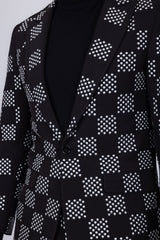 Barabas Wholesale Men's Checkered Studded Pattern Peak Lapel Suit 4ESU33 Black Silver