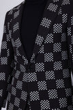 Barabas Wholesale Men's Checkered Studded Pattern Peak Lapel Suit 4ESU33 Black Silver