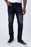 Barabas Men's Wholesale Washed Bottom Crumpled Effect Premium Denim Jeans 4JE14 Black