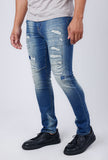 Barabas Men's Stretchable Ripped Denim Washed Solid Color Jeans 4JE20  Blue