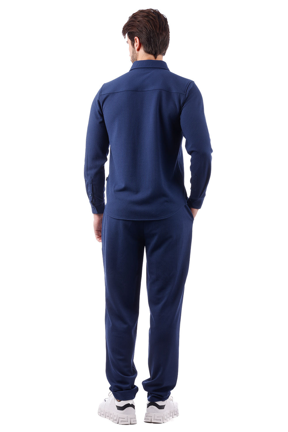 BARABAS Men's Solid Color Loungewear Stretch Leisure Suits 4JJ24 Navy