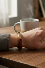 Barabas Wholesale Unisex Braided Leather Magnetic Closure Bracelets 4LB02 Coffee brown