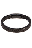 Barabas Unisex Braided Leather Magnetic Closure Bracelets 4LB02 Black