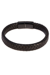 Barabas Wholesale Unisex Braided Leather Magnetic Closure Bracelets 4LB02 Black