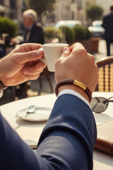 Barabas Wholesale Unisex Braided Leather Magnetic Closure Bracelets 4LB02 Coffee