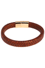 Barabas Unisex Braided Leather Magnetic Closure Bracelets 4LB02 Coffee