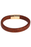 Barabas Unisex Braided Leather Magnetic Closure Bracelets 4LB02 Coffee