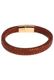 Barabas Wholesale Unisex Braided Leather Magnetic Closure Bracelets 4LB02 Coffee brown