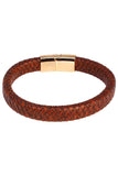 Barabas Unisex Braided Leather Magnetic Closure Bracelets 4LB02 Coffee brown