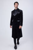 Barabas Wholesale Men's Rhinestone Velvet Peak Lapel Long Coat 4LBL49 Black