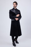 Barabas Wholesale Men's Rhinestone Velvet Peak Lapel Long Coat 4LBL49 Black Silver