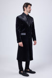 Barabas Wholesale Men's Rhinestone Velvet Peak Lapel Long Coat 4LBL49 Black