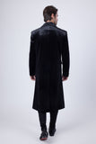 Barabas Wholesale Men's Rhinestone Velvet Peak Lapel Long Coat 4LBL49 Charcoal