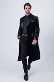 Barabas Wholesale Men's Rhinestone Velvet Peak Lapel Long Coat 4LBL49 Black