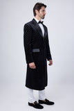 Barabas Wholesale Men's Rhinestone Velvet Peak Lapel Long Coat 4LBL49 Black