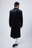 Barabas Wholesale Men's Rhinestone Velvet Peak Lapel Long Coat 4LBL49 Black Black