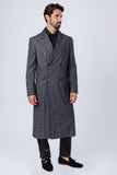 Barabas Wholesale Men's Rhinestone Pattern Long Coat Blazer 4LBL55 Grey