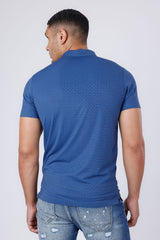 Barabas Men's Geometric Stretch Geometric Design Polo Shirts 4P26 Light Blue