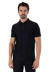 Barabas Men's Wholesale Striped Solid Color Stretch Luxury Polo Shirts 4P30 Black