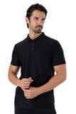 Barabas Men's Wholesale Striped Solid Color Stretch Luxury Polo Shirts 4P30 Black